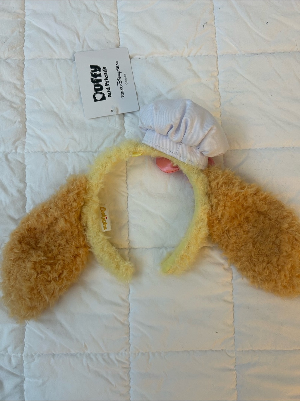 Duffy Plush Bunny Ear Headband with White Chef Hat